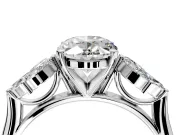 Floral Cluster Engagement Ring Setting for Oval Center with Marquise Accents and Prong Head in Platinum