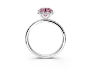 Hidden Halo Engagement Ring Setting for Fancy Pink Round Cut Center with Pave Band and Prong Head in Platinum