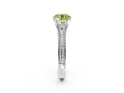 Solitaire Engagement Ring Setting for Fancy Yellow Round Cut Center with Pave Rail Split Shank and Prong Head in Platinum