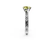 Solitaire Engagement Ring Setting for Fancy Yellow Heart-Shaped Center with Milgrain X Pattern Band and Prong Head in Platinum