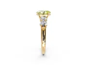 5 Stone Engagement Ring Setting for Fancy Yellow Oval Center with Graduated Accents and Prong Head in Yellow Gold