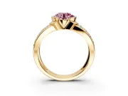 Bezel Engagement Ring Setting for Fancy Pink Round Cut Center with Wide Channel-Set Band and Bezel Head in Yellow Gold