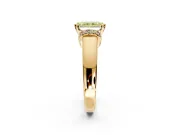 Solitaire Engagement Ring Setting for Fancy Yellow Radiant Cut Center with Wide Band, Pave Collar and Prong Head in Yellow Gold