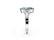3 Stone Engagement Ring Setting for Fancy Blue Marquise Center with Matching Side Accents and Prong Head in Sterling Silver