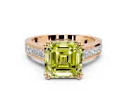 Solitaire Engagement Ring Setting for Fancy Yellow Asscher Cut Center with Channel Band and Double Claw Prong Head in Rose Gold