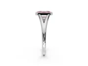 Solitaire Engagement Ring Setting for Fancy Pink Emerald Cut Center with V Split Shank and Bezel Head in Platinum