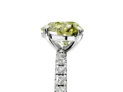 Solitaire Engagement Ring Setting for Fancy Yellow Heart-Shaped Center with Fine Pave Narrow Band and Prong Head in Sterling Silver