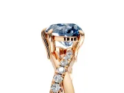 Solitaire Engagement Ring Setting for Fancy Blue Heart-Shaped Center with Half-Pave Crossover Band and Prong Head in Rose Gold