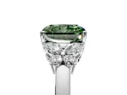 Solitaire Engagement Ring Setting for Fancy Green Radiant Cut Center with Marquise Flower Shoulders and Prong Head in Sterling Silver