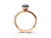 Solitaire Engagement Ring Setting for Fancy Blue Radiant Cut Center with XO Engraved Band and Prong Head in Rose Gold