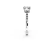 Paired Accent Engagement Ring Setting for Princess Cut Center with Pave Band and Prong Head in Platinum