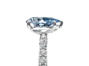 Solitaire Engagement Ring Setting for Fancy Blue Pear-Shaped Center with Pave Accents and Prong Head in Platinum
