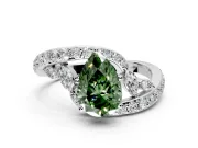 Solitaire Engagement Ring Setting for Fancy Green Pear-Shaped Center with Pave Bypass Twist Band and Prong Head in Platinum