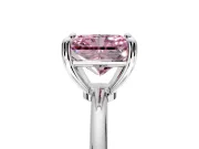 Minimalist Solitaire Engagement Ring Setting for Fancy Pink Radiant Cut Center with Thin Band and Prong Head in White Gold