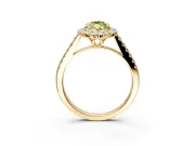 Halo Engagement Ring Setting for Fancy Yellow Marquise Center with Raised Halo, Pave Band and Prong Head in Yellow Gold