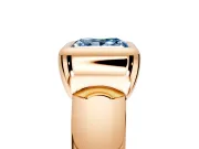 Solitaire Engagement Ring Setting for Fancy Blue Princess Cut Center with Wide Band and Bezel Head in Rose Gold