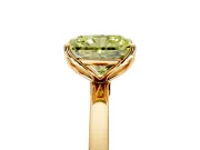 Solitaire Engagement Ring Setting for Fancy Yellow Radiant Cut Center with Thin Rounded Plain Band and Prong Head in Yellow Gold