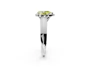 Halo Engagement Ring Setting for Fancy Yellow Pear-Shaped Center with Knife Ridge Cathedral Band and Prong Head in Sterling Silver