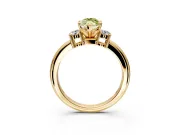 3 Stone Engagement Ring Setting for Fancy Yellow Marquise Center with Wide Plain Band and Prong Head in Yellow Gold