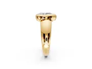 Solitaire Engagement Ring Setting for Pear-Shaped Center with Wide Band and Bezel Head in Yellow Gold