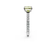 Solitaire Engagement Ring Setting for Fancy Yellow Princess Cut Center with Shared-Prong Accents and Prong Head in Platinum