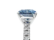Solitaire Engagement Ring Setting for Fancy Blue Radiant Cut Center with Large Accents and Prong Head in Platinum
