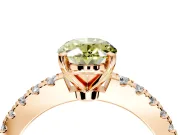 Solitaire Engagement Ring Setting for Fancy Yellow Oval Center with Single Row Accent Band and Prong Head in Rose Gold