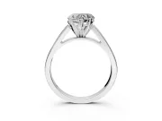 Solitaire Engagement Ring Setting for Heart-Shaped Center with Tapered Split Shoulders and Prong Head in White Gold