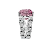 Solitaire Engagement Ring Setting for Fancy Pink Cushion Cut Center with Pave Split Shank and Prong Head in Sterling Silver