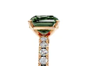 Solitaire Engagement Ring Setting for Fancy Green Asscher Cut Center with Single Row Accent Band and Prong Head in Rose Gold