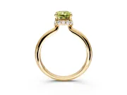 Hidden Halo Engagement Ring Setting for Fancy Yellow Radiant Cut Center with Plain Rounded Band and Prong Head in Yellow Gold