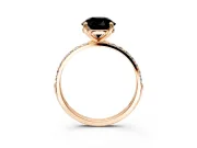 Solitaire Engagement Ring Setting for Fancy Black Round Cut Center with Pave Accents and Prong Head in Rose Gold