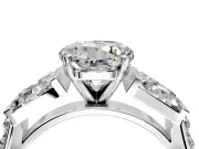 Channel-Set Engagement Ring Setting for Round Cut Center with Baguette Band and Prong Head in Sterling Silver