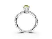 Solitaire Engagement Ring Setting for Fancy Yellow Marquise Center with Woven 3-Strand Pave Band and Prong Head in White Gold