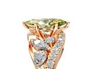 Halo Engagement Ring Setting for Fancy Yellow Marquise Center with Marquise and Pave Bypass Band and Prong Head in Rose Gold