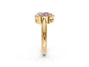 Halo Engagement Ring Setting for Fancy Pink Pear-Shaped Center with Tapered Plain Band and Prong Head in Yellow Gold