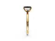 Hidden Halo Engagement Ring Setting for Fancy Black Radiant Cut Center with Thin Rounded Band and Prong Head in Yellow Gold
