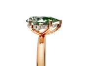 Hidden Halo Engagement Ring Setting for Fancy Green Pear-Shaped Center with Thin Round-Wire Band and Prong Head in Rose Gold