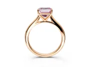 Solitaire Engagement Ring Setting for Fancy Pink Asscher Cut Center with Narrow Cathedral Band and Prong Head in Rose Gold