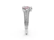 Solitaire Engagement Ring Setting for Fancy Pink Pear-Shaped Center with Accented Split Shank and Prong Head in White Gold