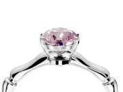 Solitaire Engagement Ring Setting for Fancy Pink Pear-Shaped Center with Bamboo Band and Prong Head in Sterling Silver