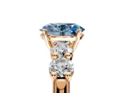 5 Stone Engagement Ring Setting for Fancy Blue Oval Center with Graduated Accents and Prong Head in Rose Gold