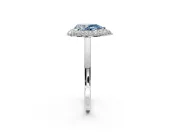 Halo Engagement Ring Setting for Fancy Blue Pear-Shaped Center with Plain Tapered Band and Prong Head in Sterling Silver