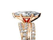 Solitaire Engagement Ring Setting for Marquise Center with Woven 3-Strand Pave Band and Prong Head in Rose Gold