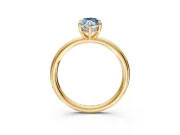 Hidden Halo Engagement Ring Setting for Fancy Blue Marquise Center with Thin Rounded Band and Prong Head in Yellow Gold