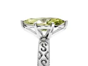 Solitaire Engagement Ring Setting for Fancy Yellow Marquise Center with Scrollwork Band and Prong Head in Sterling Silver