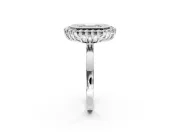 Halo Engagement Ring Setting for Emerald Cut Center with Milgrain Bezel Rim, Plain Band and Prong Head in Platinum