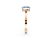Hidden Halo Engagement Ring Setting for Fancy Blue Radiant Cut Center with Wide Flat Plain Band and Prong Head in Rose Gold