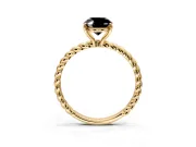 Solitaire Engagement Ring Setting for Fancy Black Oval Center with 2-Strand Rope Twist Band and Prong Head in Yellow Gold