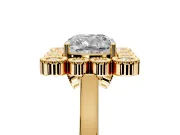 Cluster Halo Engagement Ring Setting for Cushion Cut Center with Milgrain Bezel Accents and Prong Head in Yellow Gold
